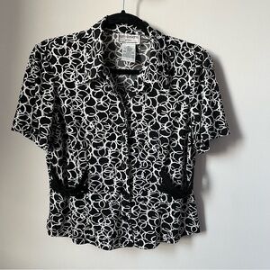 Black n White swirly n slinky vintage crop top